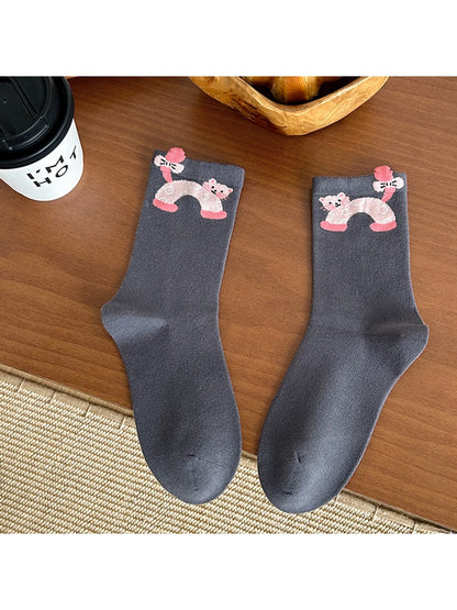 Rufia - Cute Cartoon Cat Pattern Women's Crew Socks