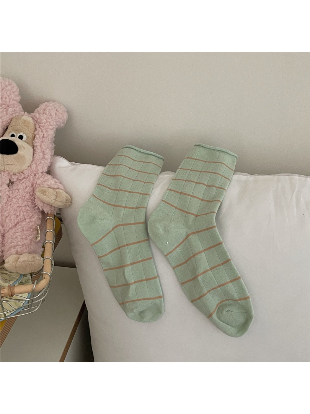 Rufia Stripe White Pastel Mid Calf Socks product image