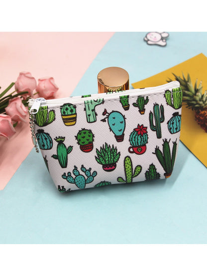 Cosbai - Cartoon Cactus Print Everyday Coin Purse