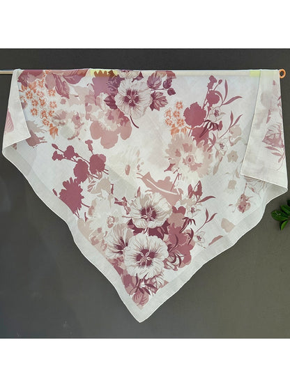 Scarvii - Dusty Pink Floral Printed Fashion Square Scarf