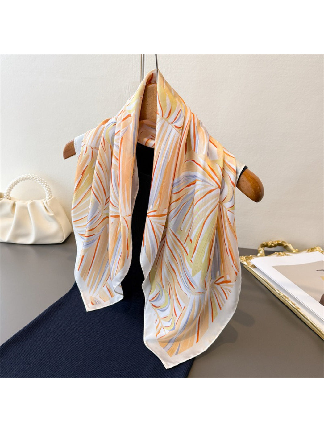 Scarvii Coral Palm Leaf Square Scarf