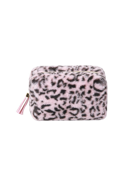 Cosbai - Faux Fur Leopard Makeup Bag detail view 4