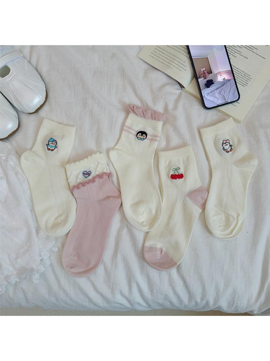 Rufia - Cute Penguin Embroidered Casual Crew Socks