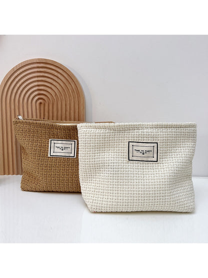 Cosbai - Woven Style Zipper Cosmetic Storage Bag