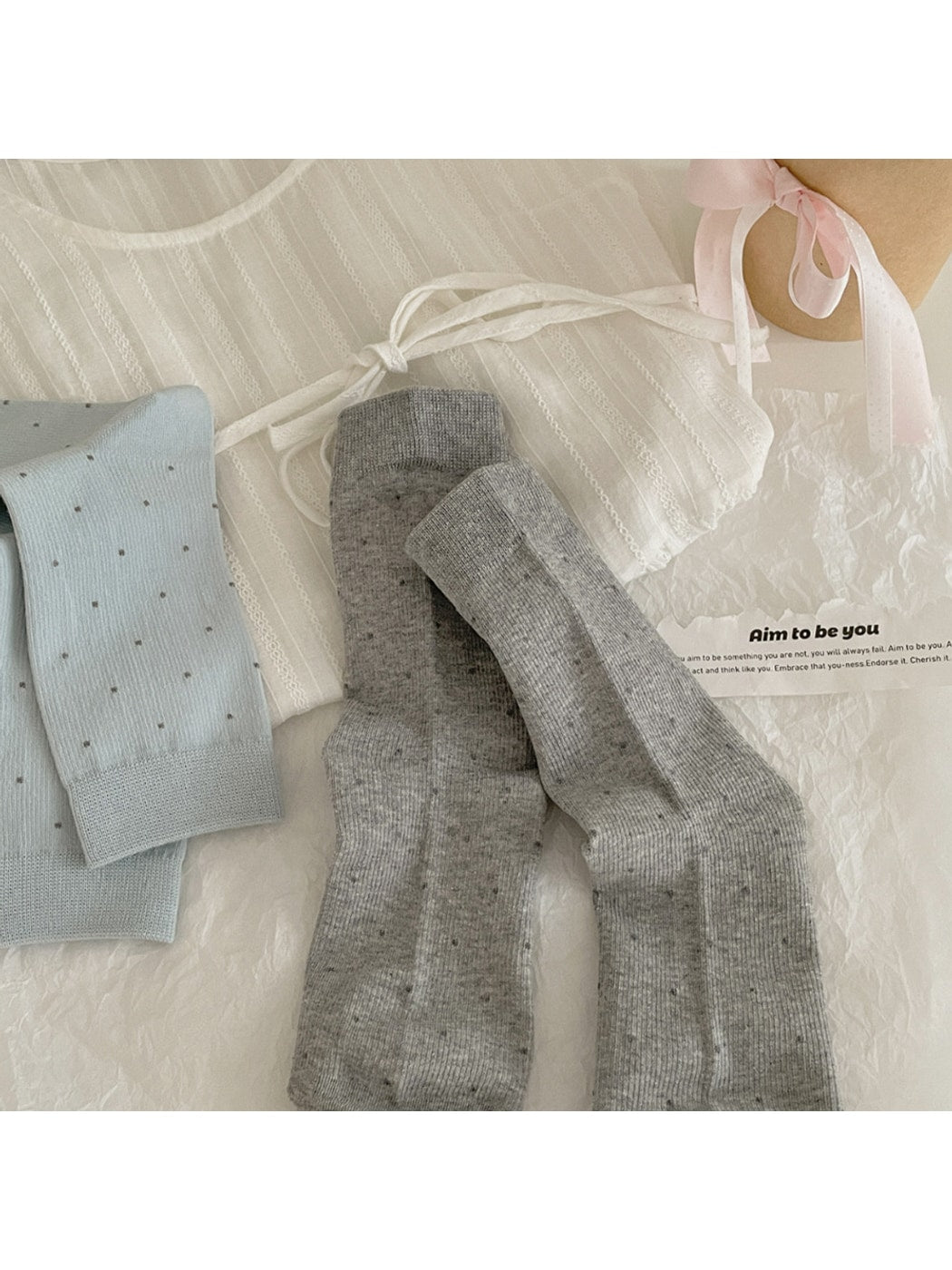 Rufia - Classic Dot Pattern Casual Crew Socks