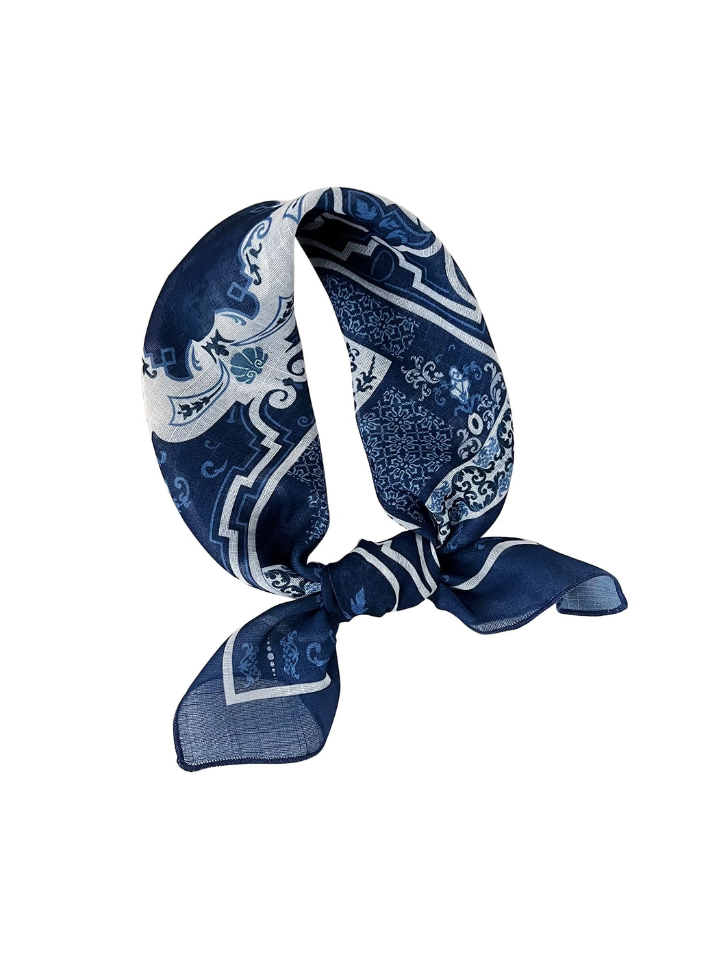 Scarvii - Floral Print Casual Neck Accent Square Scarf