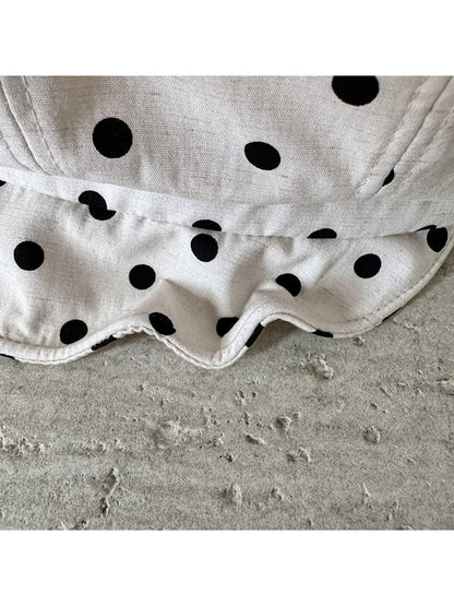 Haila - Polka Dot Print Short Brim Beret Hat