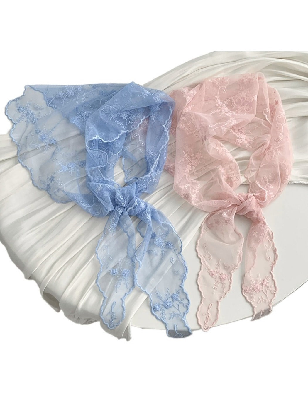 Scarvii - Sweet Lace Sheer Triangle Scarf - Feminine & Delicate