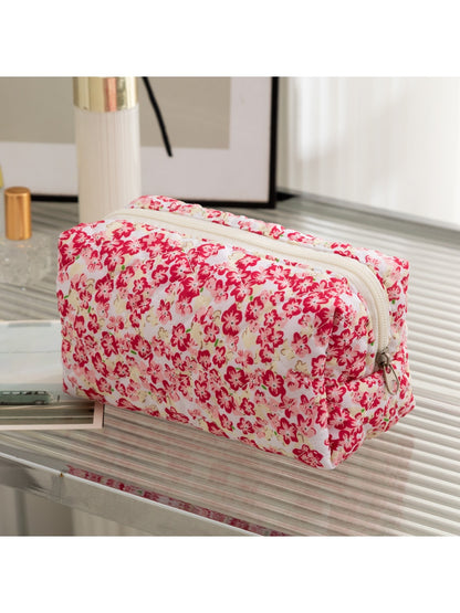 Cosbai - Fresh Style Floral Printed Cosmetic Organizer Bag
