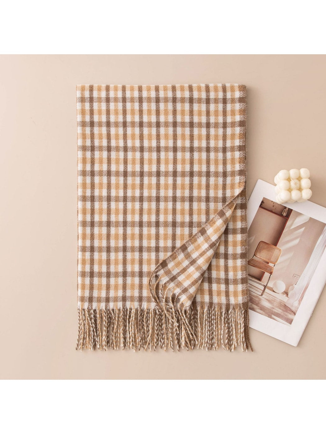 Scarvii - Preppy Classic Plaid Tassel Wrap Scarf