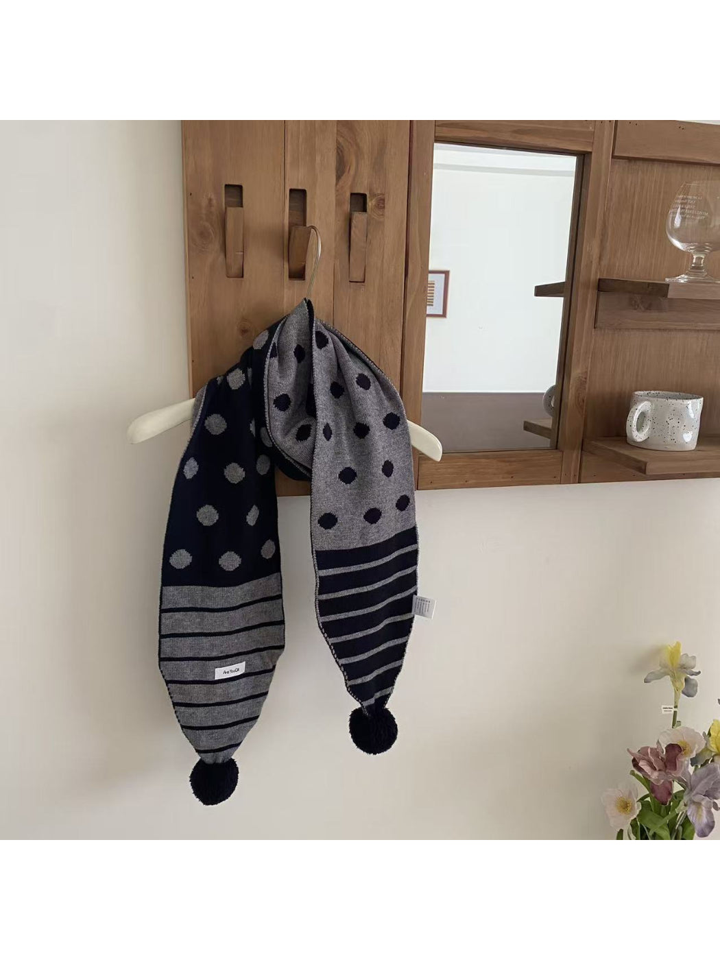 Scarvii - Pom Pom Knit Skinny Scarf