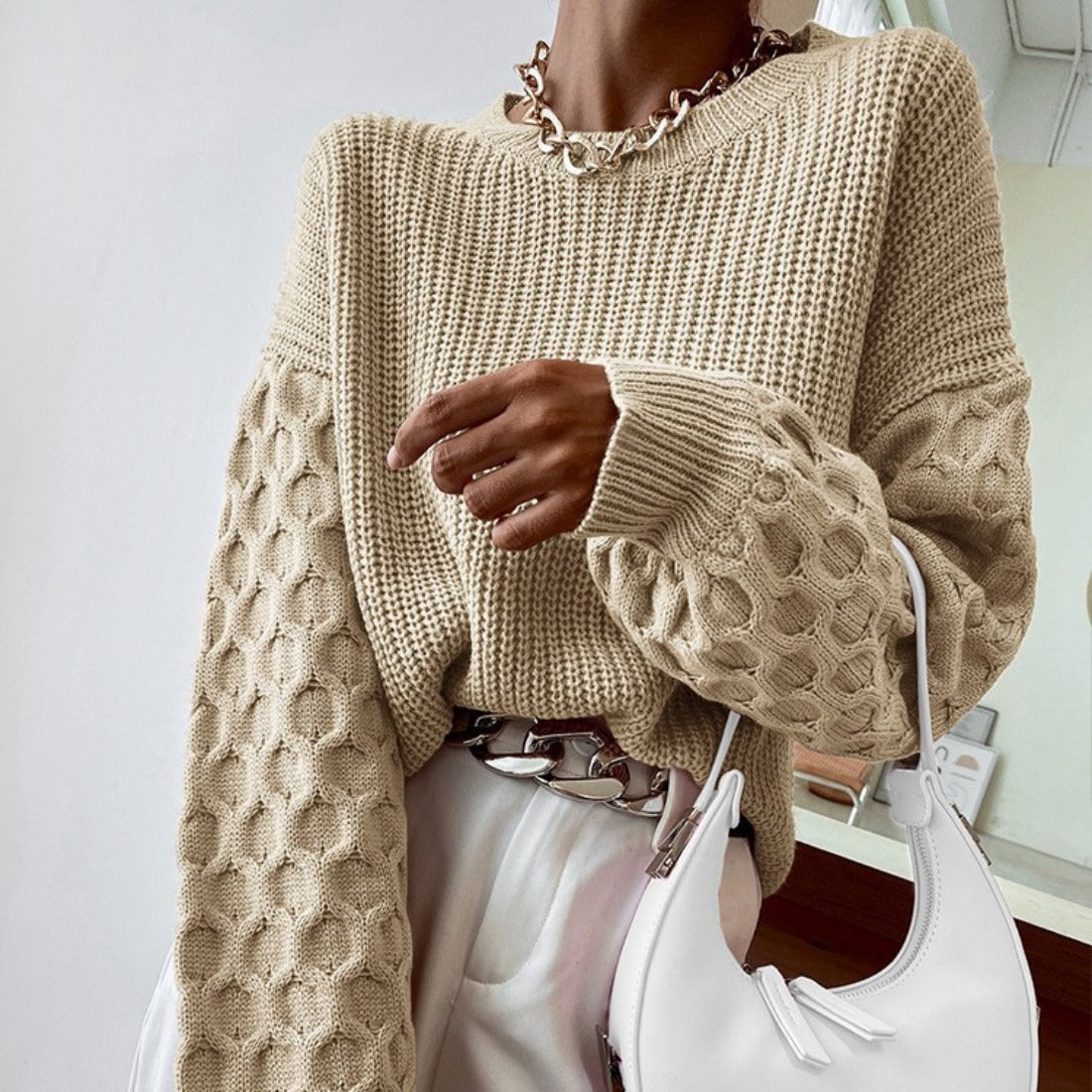 Crosa - Fashionable Solid Color Knitted Sweater