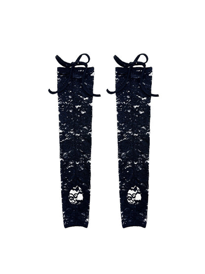 Rufia - Hollow-Out Lace Knee High Socks