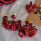 Red Sheer Floral Tassel Earrings