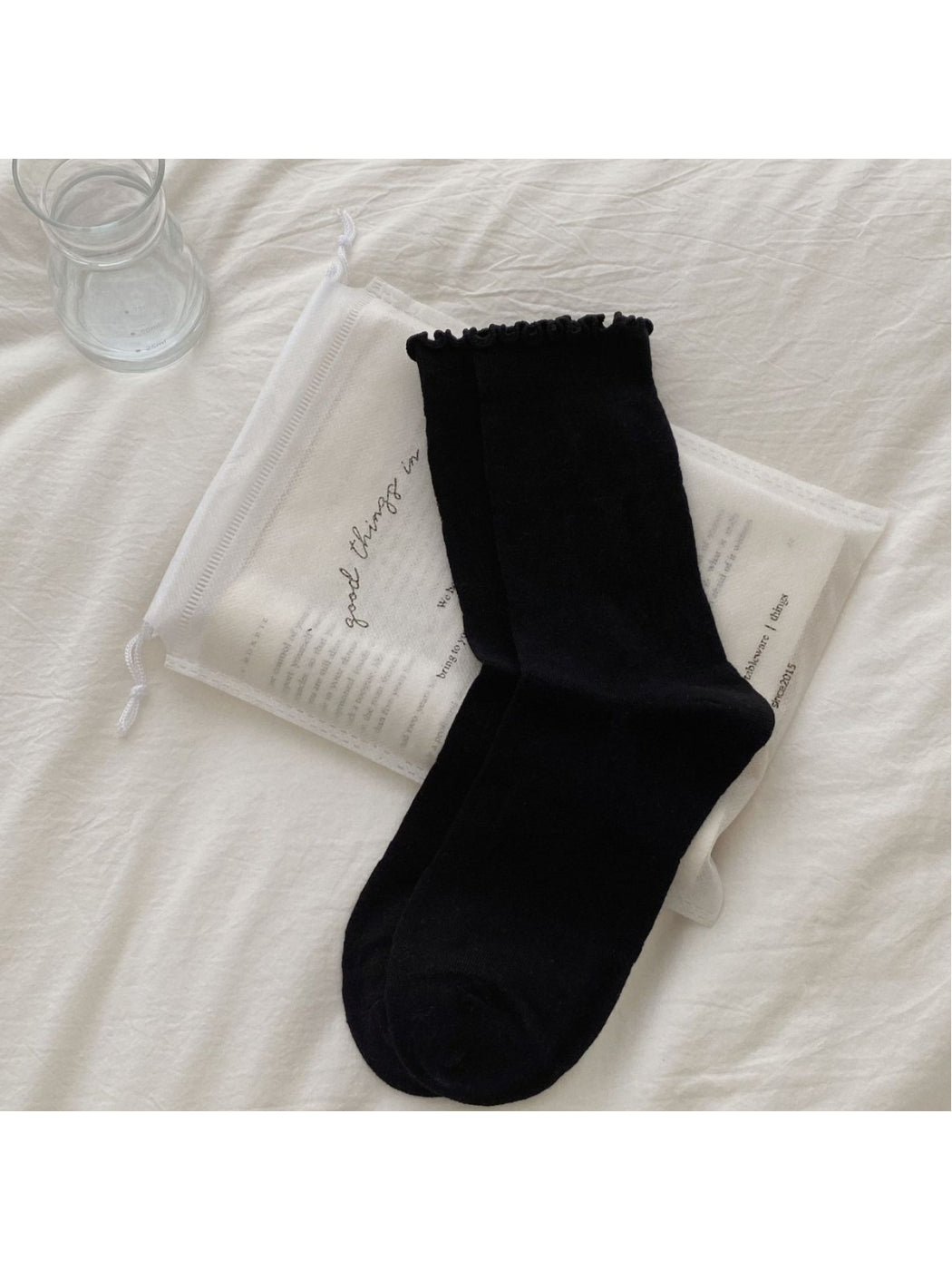 Rufia - Sheer Lace Mesh Crew Socks - image 7