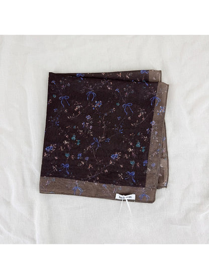 Scarvii vintage floral scarf laid flat displaying full square shape and floral print
