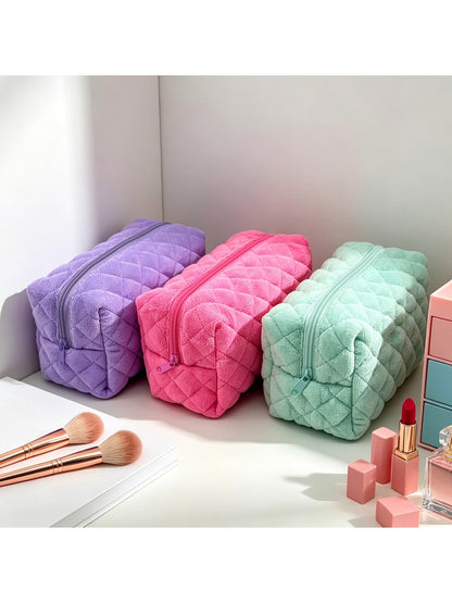Cosbai - Simple Solid Color Cosmetic Organizer Bag