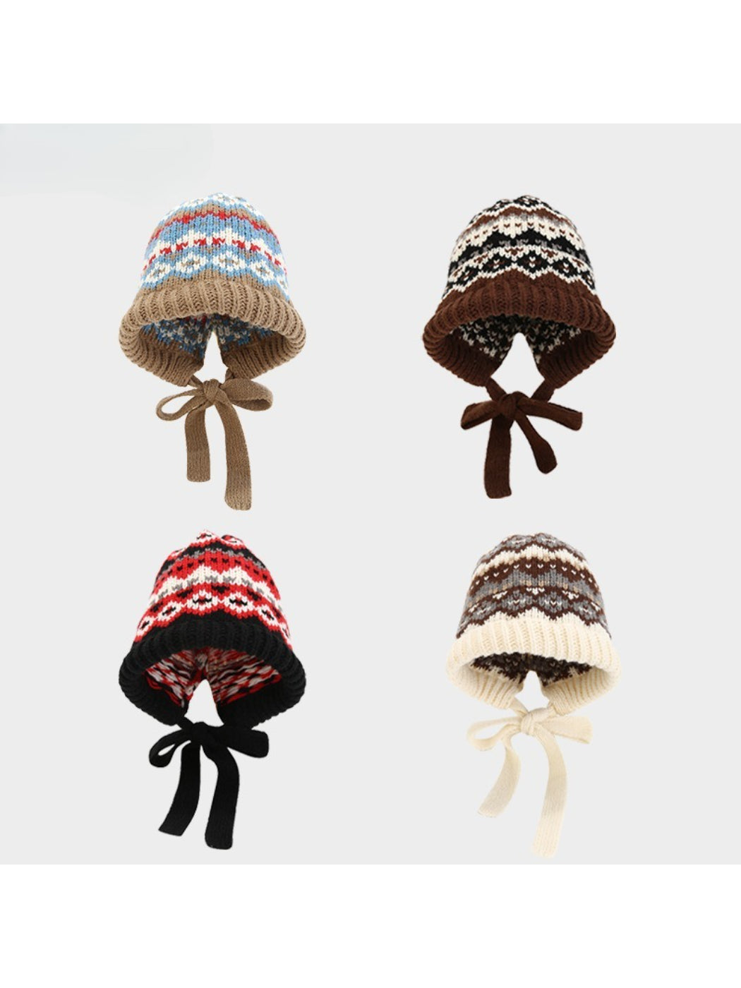 Haila - Nordic Pattern Tie Bonnet Beanie