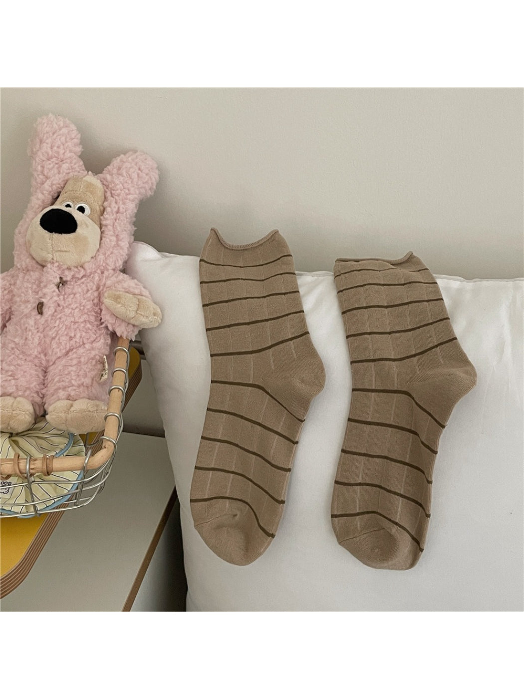 Rufia Stripe White Pastel Mid Calf Socks product image