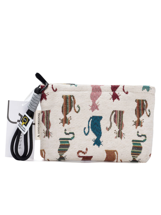 Cosbai - Cat Print Mini Canvas Makeup & Travel Bag