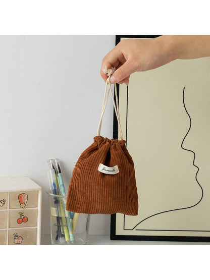 Cosbai - Solid Color Drawstring Coin Pouch Bag