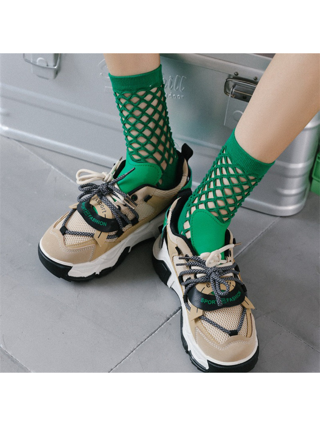 Rufia - Openwork Panel Crew Socks