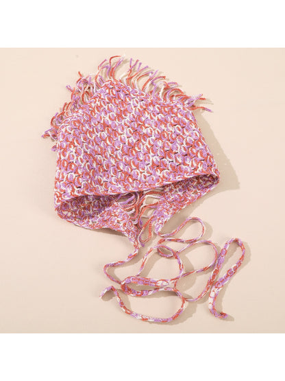 Scarvii Crochet Colorblock Fringe Hair Scarf