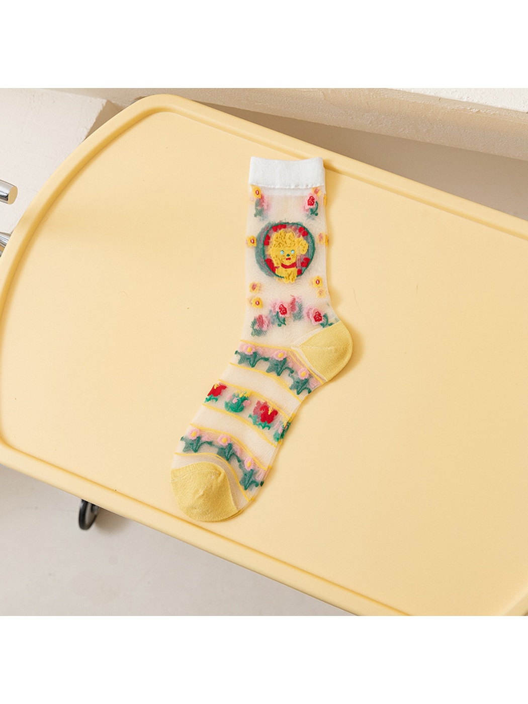 Rufia - Cartoon Pattern Sheer Crew Socks