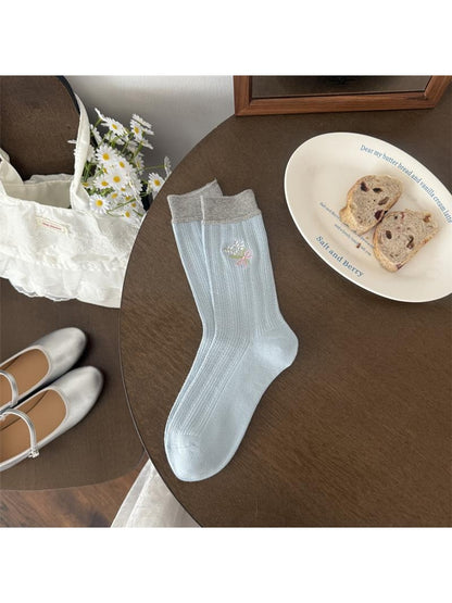 Rufia - Bouquet Embroidered Casual Crew Socks