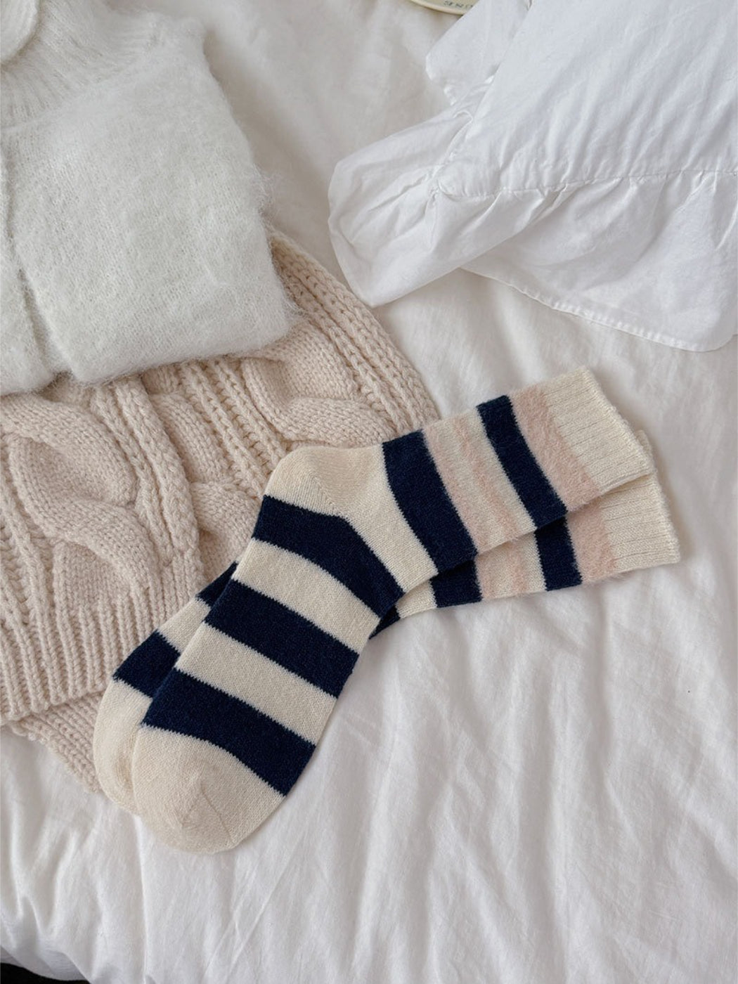 Rufia - Soft Stripe Knit Crew Socks