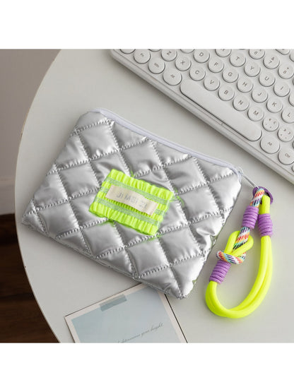Cosbai - Y2K Style Colorblock Quilting Zip Pouch