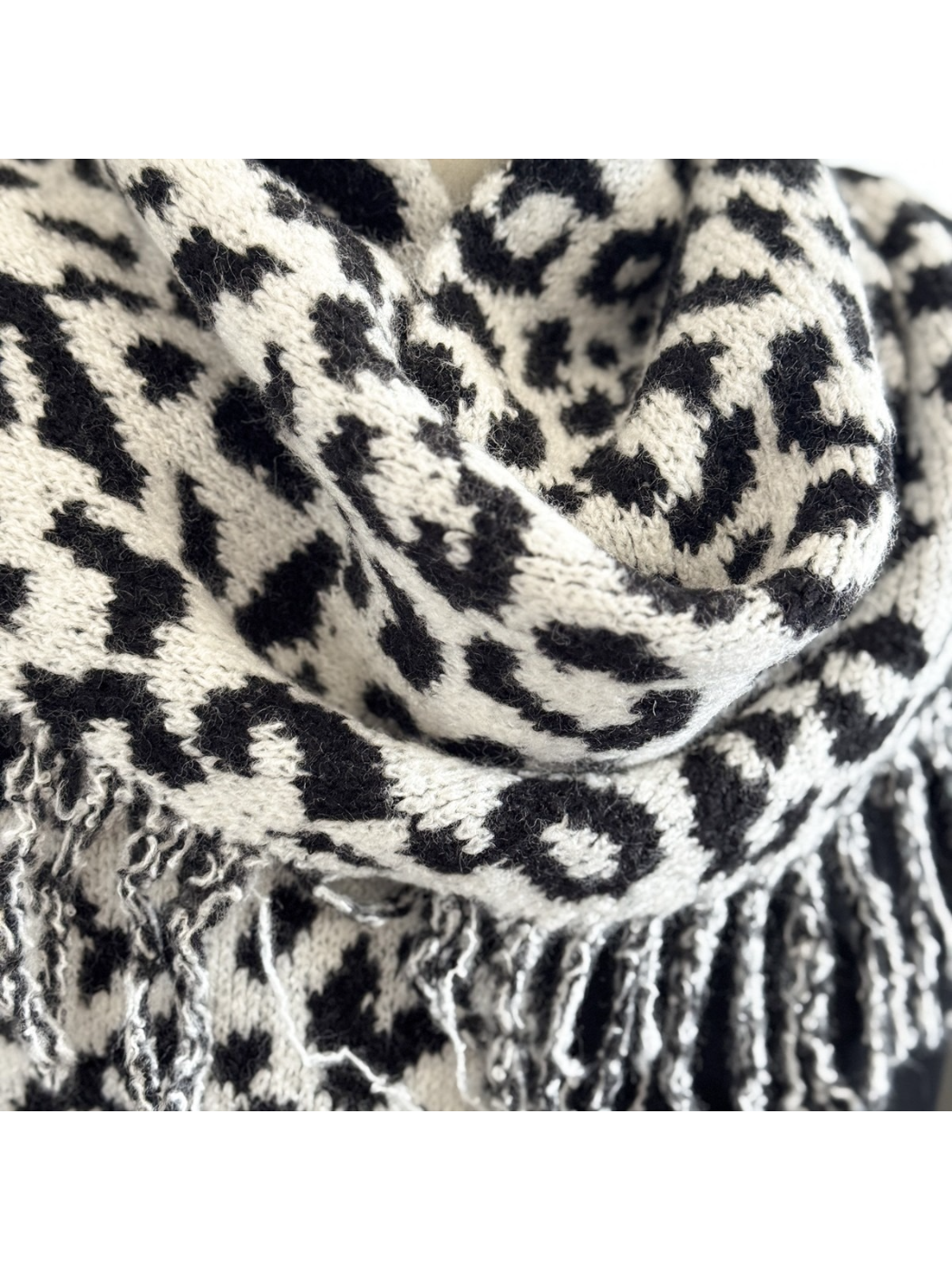 Scarvii - Leopard Print Fringe Triangle Scarf