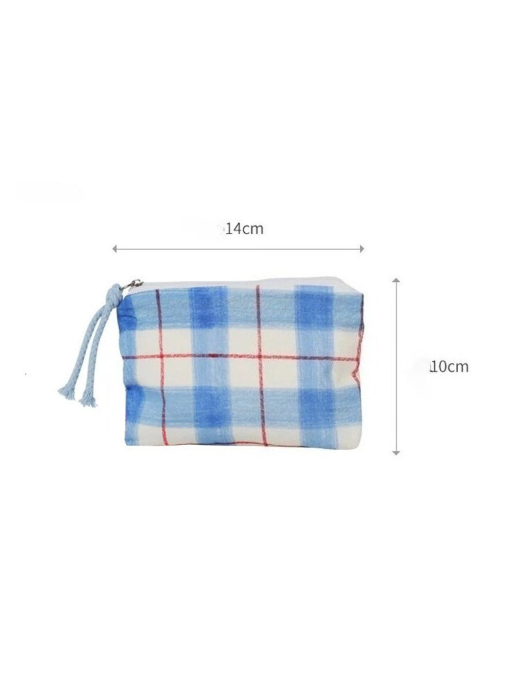 Cosbai mini pouch bag shown from back with floral and check pattern