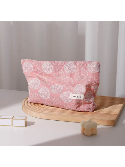 Cosbai - Leaf Print Handheld Organizer Bag