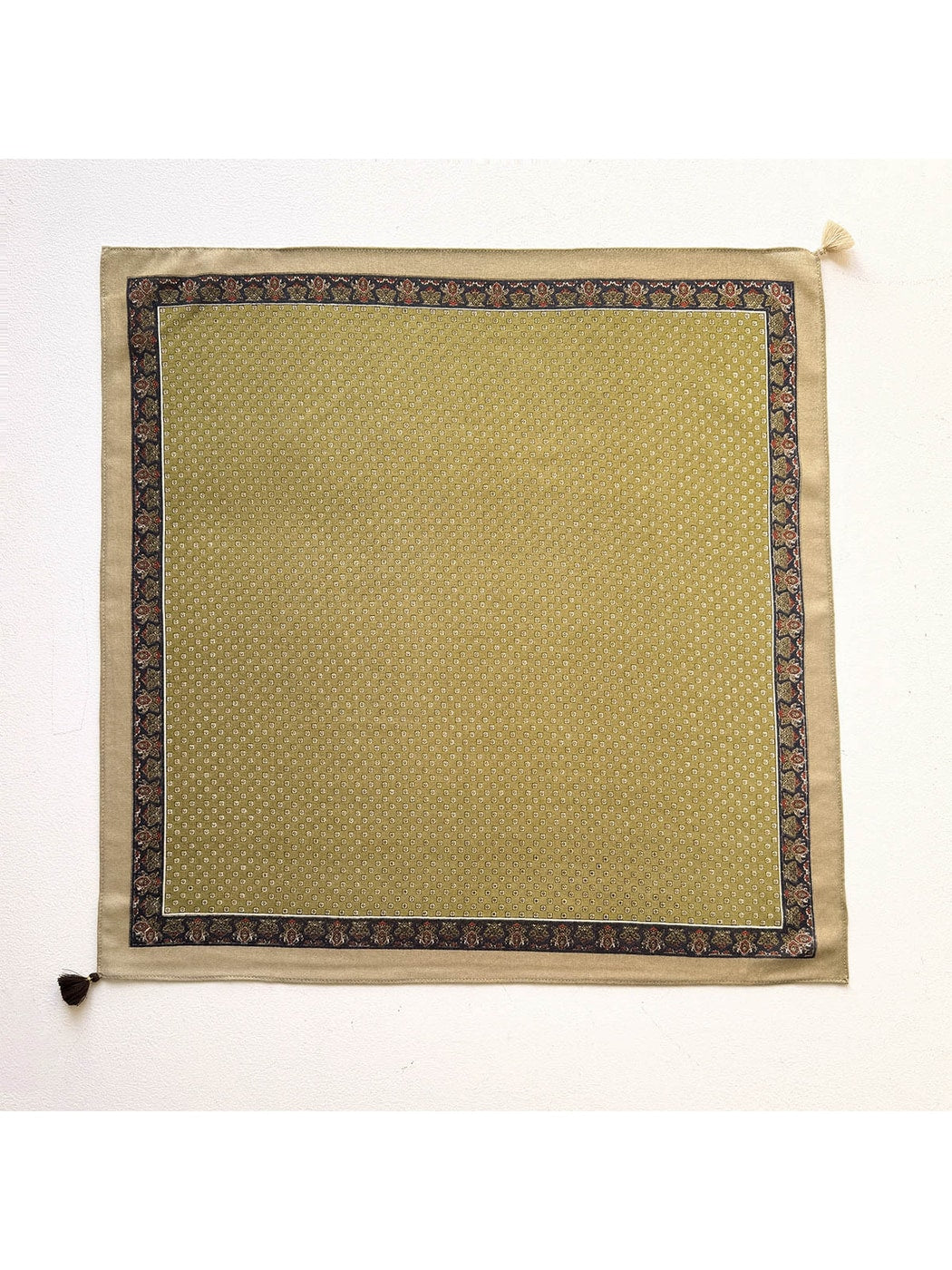 Scarvii - Retro Tiny Print Tassel Square Scarf