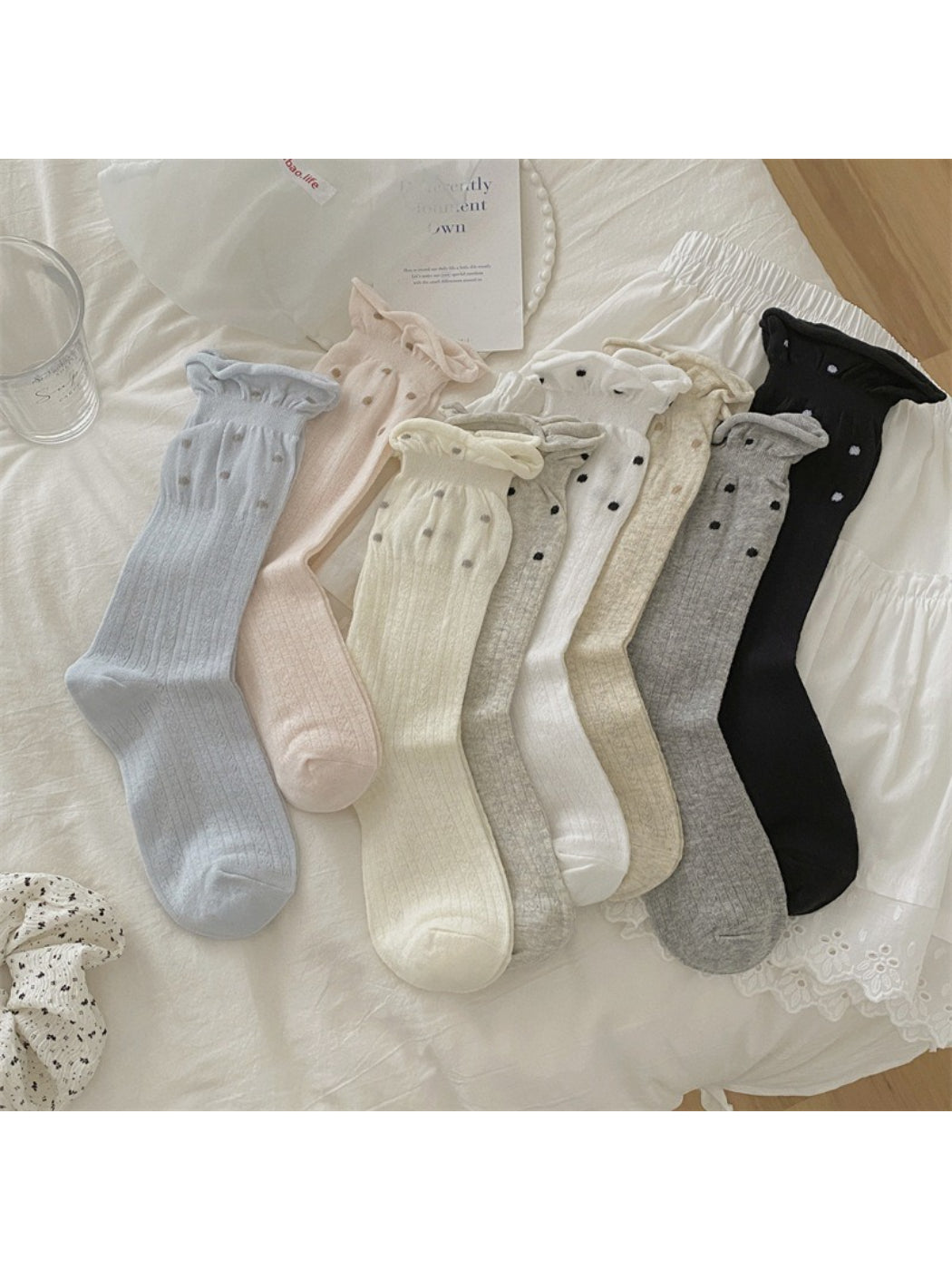 Rufia - Dotted Rib Knit Crew Socks