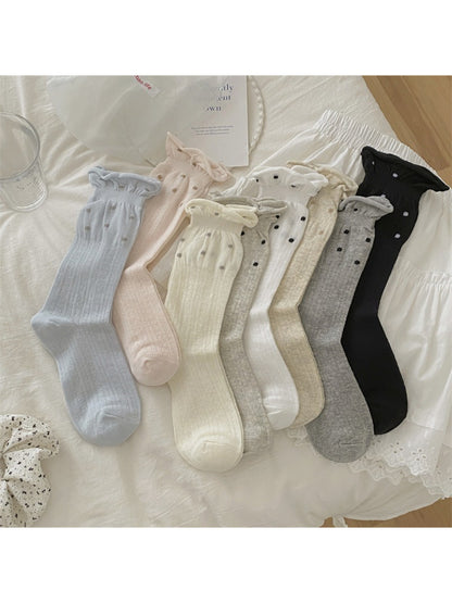 Rufia - Dotted Rib Knit Crew Socks
