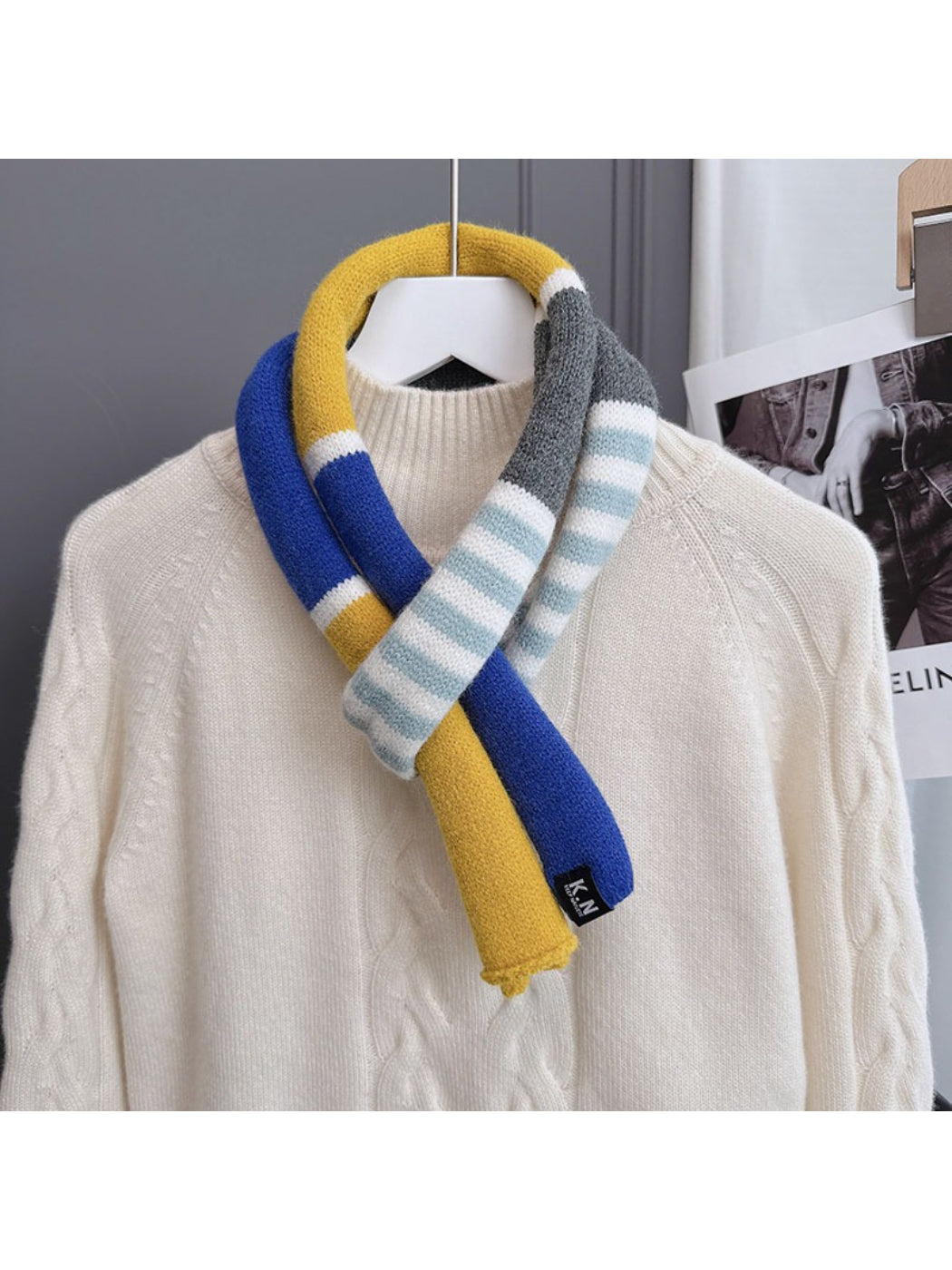 Scarvii - Soft Colorblock Striped Knit Scarf
