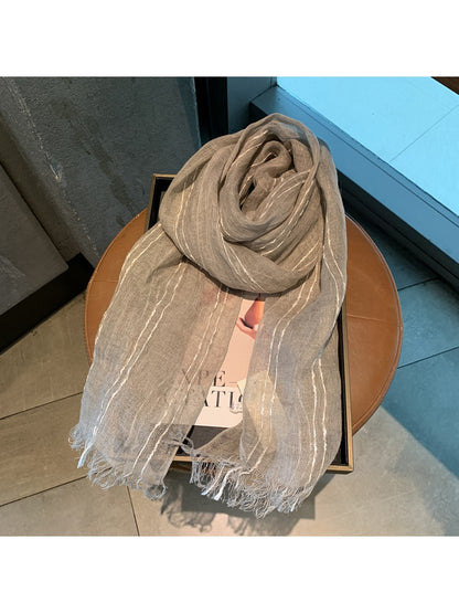 Scarvii - Minimal White Vertical Striped Scarf