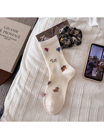 Rufia - Puppy Motif Cozy Crew Socks