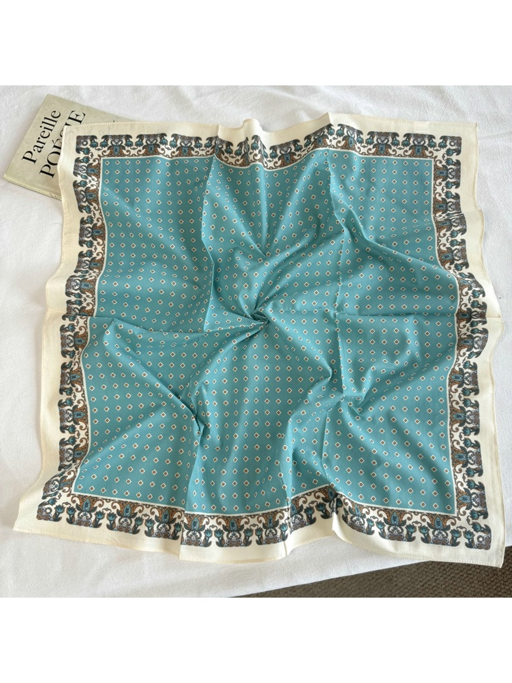 Scarvii - Printed Polka Dot Square Neck Scarf