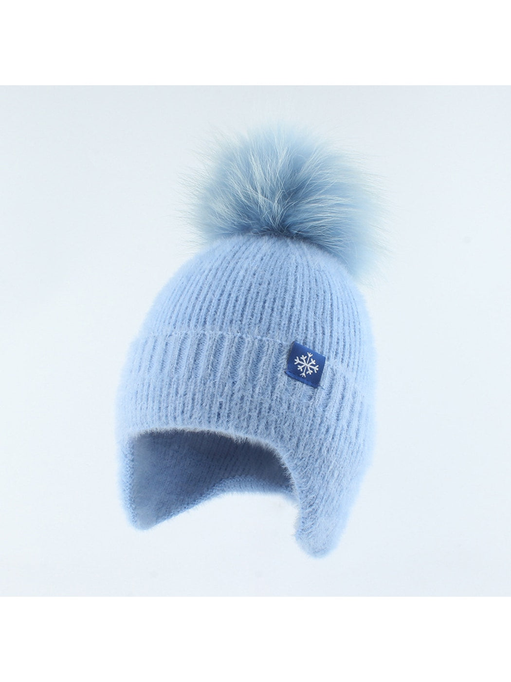 Haila - Pom Accent Women's Knit Ear Flap Beanie