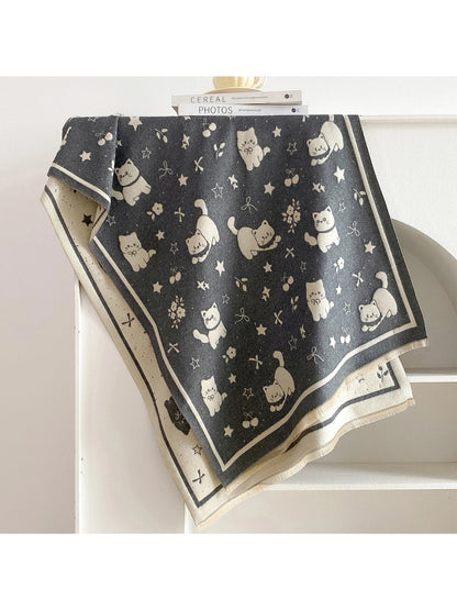 Scarvii - Cat, Star & Cherry Print Scarf