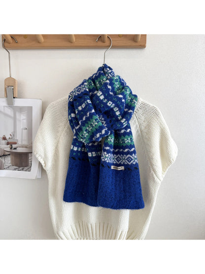 Scarvii - Geometric Zigzag Band Fuzzy Textured Scarf