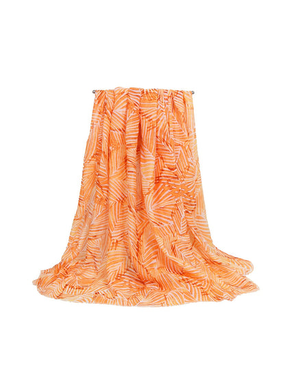 Scarvii - Vacation Style Leaves Printed Fashion Scarf