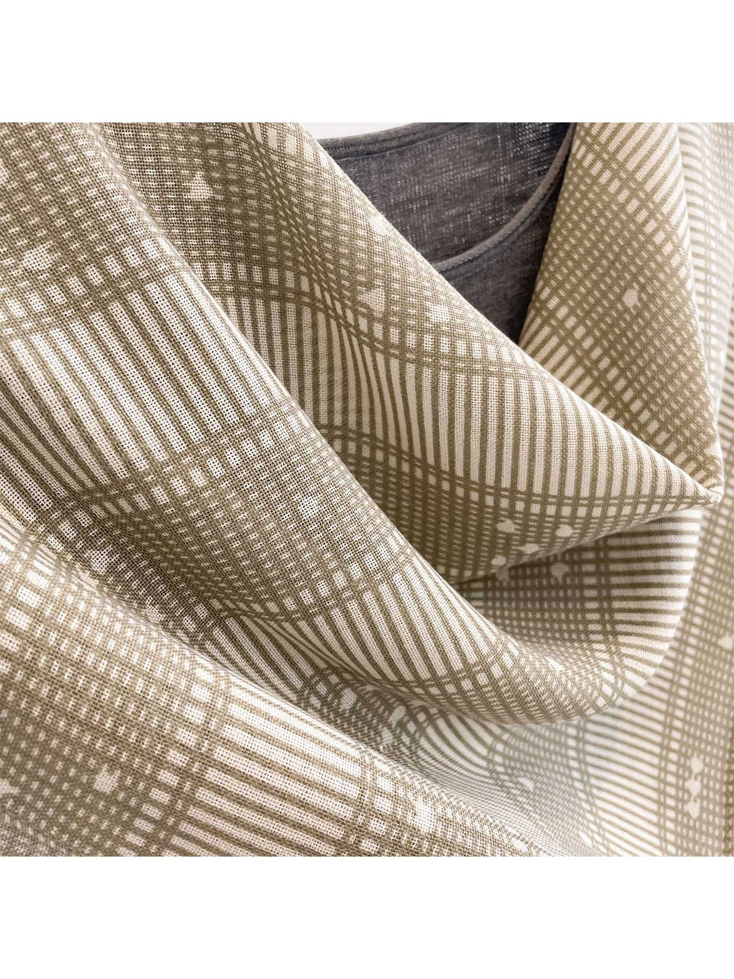 Scarvii - Fine Striped Polka Dot Print Square Scarf