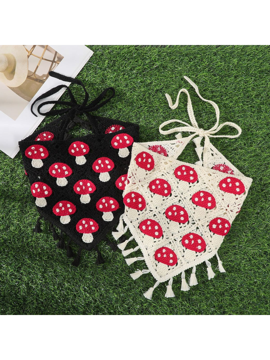 Scarvii - Tassel Trim Mushroom Knit Hairband