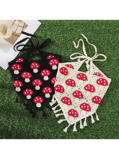 Scarvii - Tassel Trim Mushroom Knit Hairband