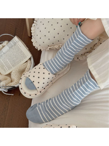Rufia - Simple Style Striped Loose Fit Crew Socks