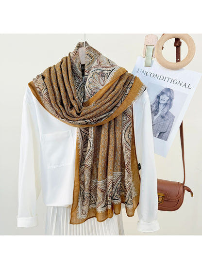 Scarvii - Paisley Border Print Lightweight Scarf